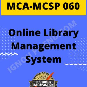 Ignou MCA MCSP-060 Synopsis Only, Topic - Online Library Management System