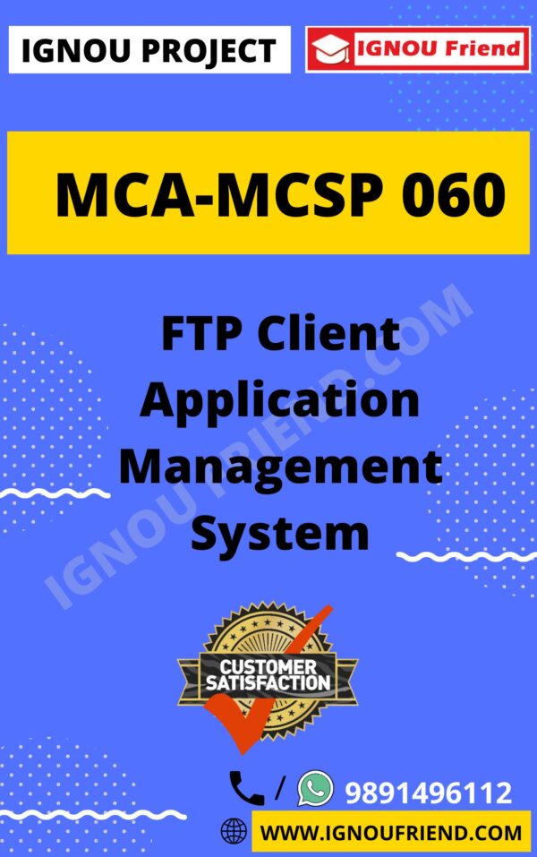 Ignou MCA MCSP-060 Synopsis Only, Topic - FTP Client Management system