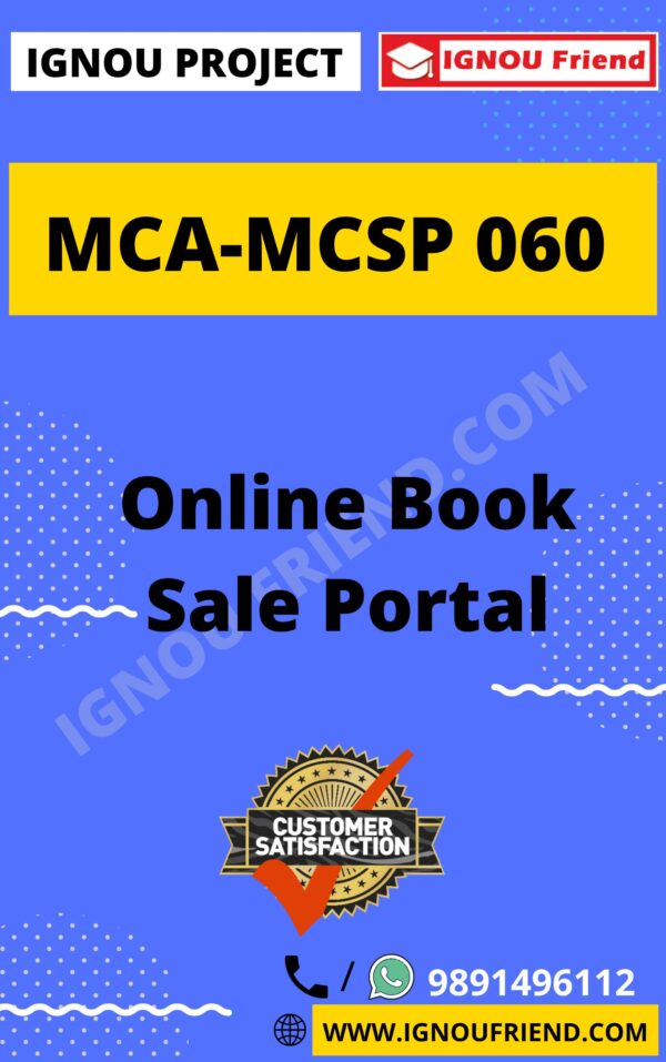 Ignou MCA MCSP-060 Synopsis Only, Topic - Online Book Sale Portal