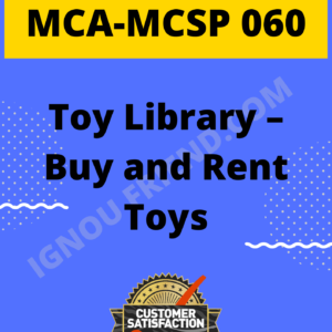 Ignou MCA MCSP-060 Synopsis Only, Topic- Toy Library - Buy and Rent Toys