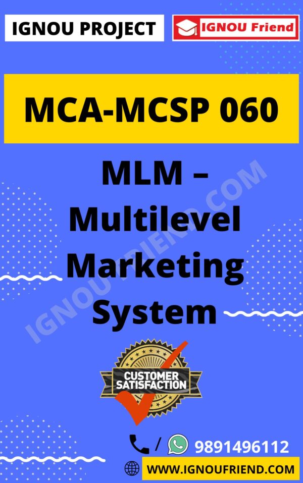 Ignou MCA MCSP-060 Synopsis Only, Topic - MLM-Multilevel Marketing System