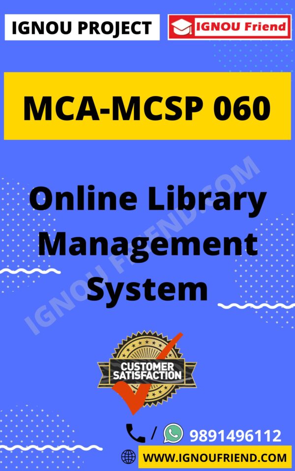 Ignou MCA MCSP-060 Complete Project, Topic - Online Library Management System
