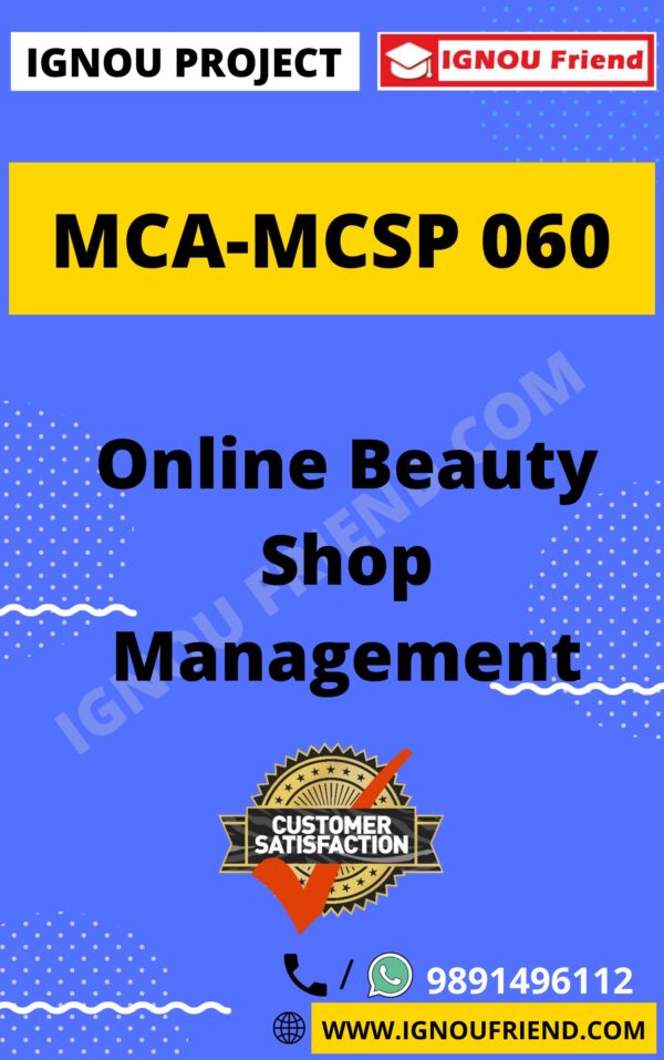 Ignou MCA MCSP-060 Complete Project, Topic - Online Beauty Shop Management System